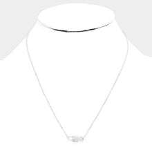 Load image into Gallery viewer, Gold White Gold Dipped Cubic Zirconia Key Lock Pendant Necklace
