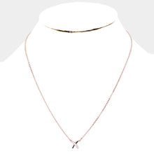 Load image into Gallery viewer, Rose Gold Gold Dipped Cubic Zirconia Crisscross Pendant Necklace
