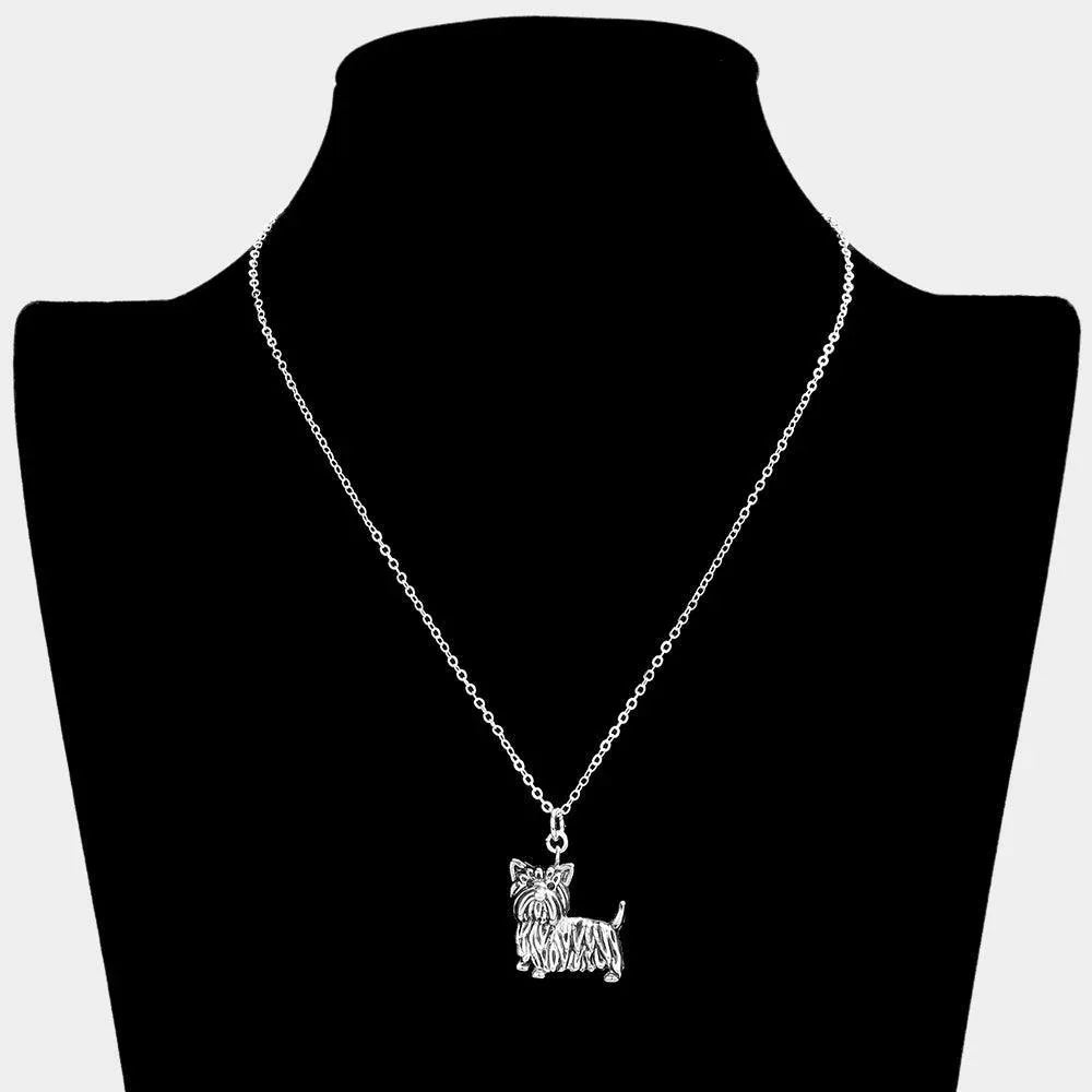 Silver Silver Plated Metal Dog Pendant Necklace - Jewelry Store by Erik Rayo