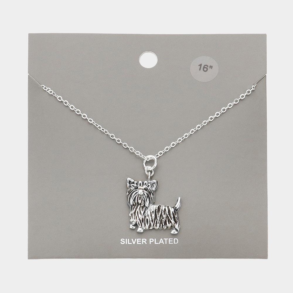 Silver Silver Plated Metal Dog Pendant Necklace - Jewelry Store by Erik Rayo