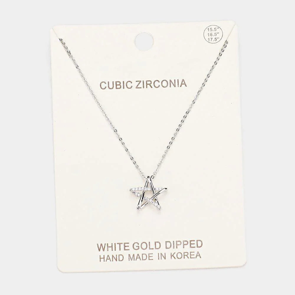 Gold White Gold Dipped CZ Star Pendant Necklace - Jewelry Store by Erik Rayo