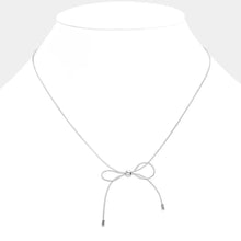 Load image into Gallery viewer, Silver Brass Metal Bow Pendant Necklace
