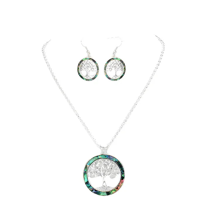 Abalone Tree Of Life Metal filigree Pendant Necklace - Jewelry Store by Erik Rayo