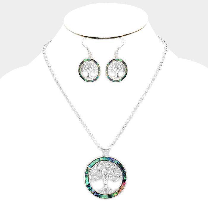 Abalone Tree Of Life Metal filigree Pendant Necklace - Jewelry Store by Erik Rayo