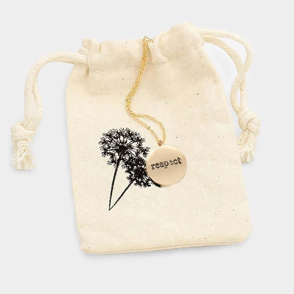Gold respect _ Disc Pendant Necklace Gift Bag Set - Jewelry Store by Erik Rayo