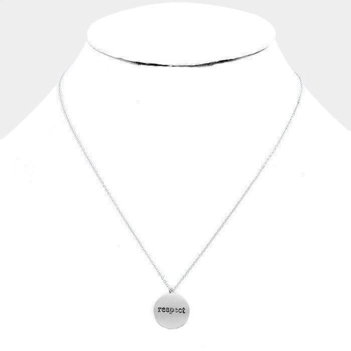 respect _ Disc Pendant Necklace Gift Bag Set - Jewelry Store by Erik Rayo