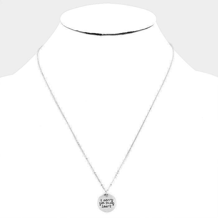 I carry you in my heart _ Disc Pendant Necklace Gift Bag Set - Jewelry Store by Erik Rayo