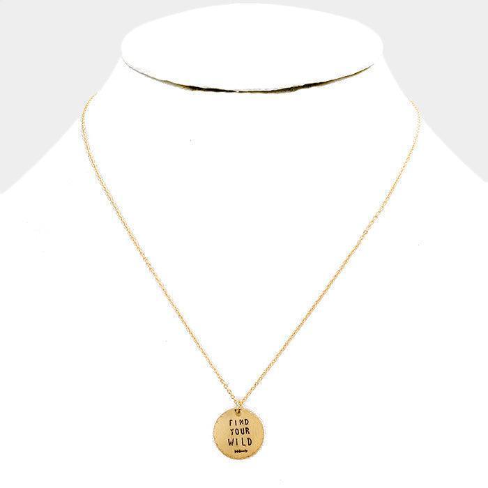 Gold Find Your Wild _ Disc Pendant Necklace Gift Bag Set - Jewelry Store by Erik Rayo