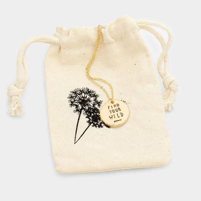 Gold Find Your Wild _ Disc Pendant Necklace Gift Bag Set - Jewelry Store by Erik Rayo