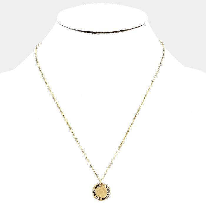 Gold You are my sunshine _ Disc Pendant Necklace Gift Bag Set - Jewelry Store by Erik Rayo