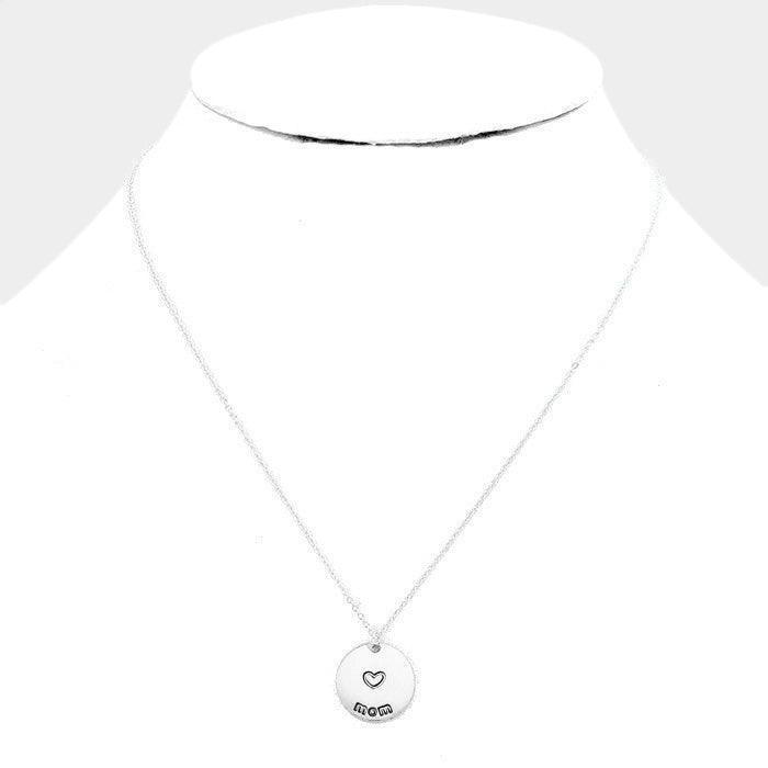 Mom _ Metal Disc Pendant Necklace Gift Bag Set - Jewelry Store by Erik Rayo