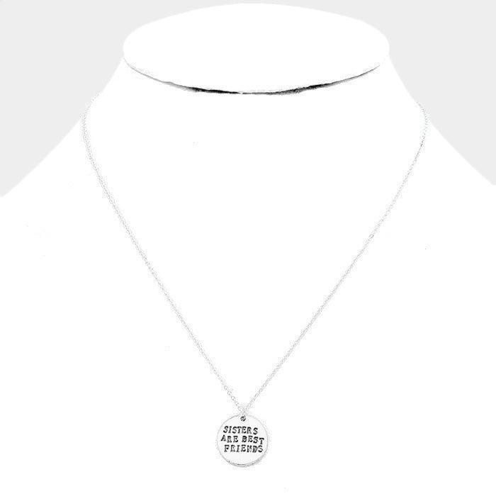 Sisters Are Best Friends _ Disc Pendant Necklace Gift Bag Set - Jewelry Store by Erik Rayo
