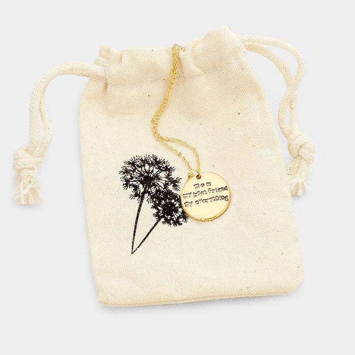 Gold Mom.. My Best Friend.. _ Disc Pendant Necklace Gift Bag Set