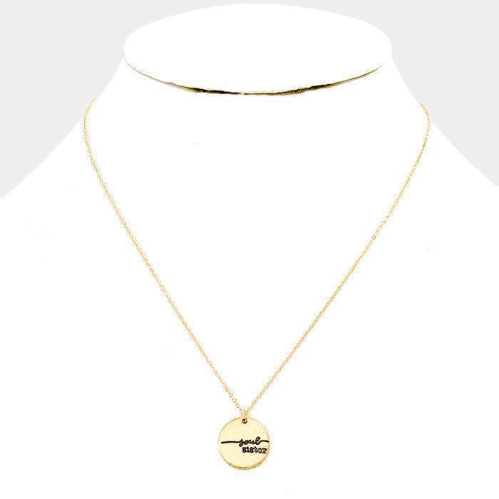 Gold Soul Sister _ Disc Pendant Necklace Gift Bag Set - Jewelry Store by Erik Rayo
