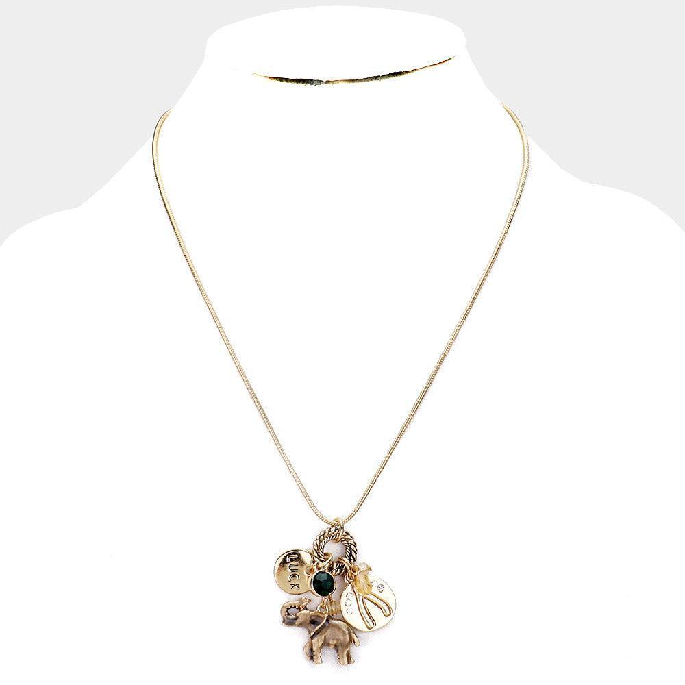 Gold Elephant Luck Pendant Necklace - Jewelry Store by Erik Rayo