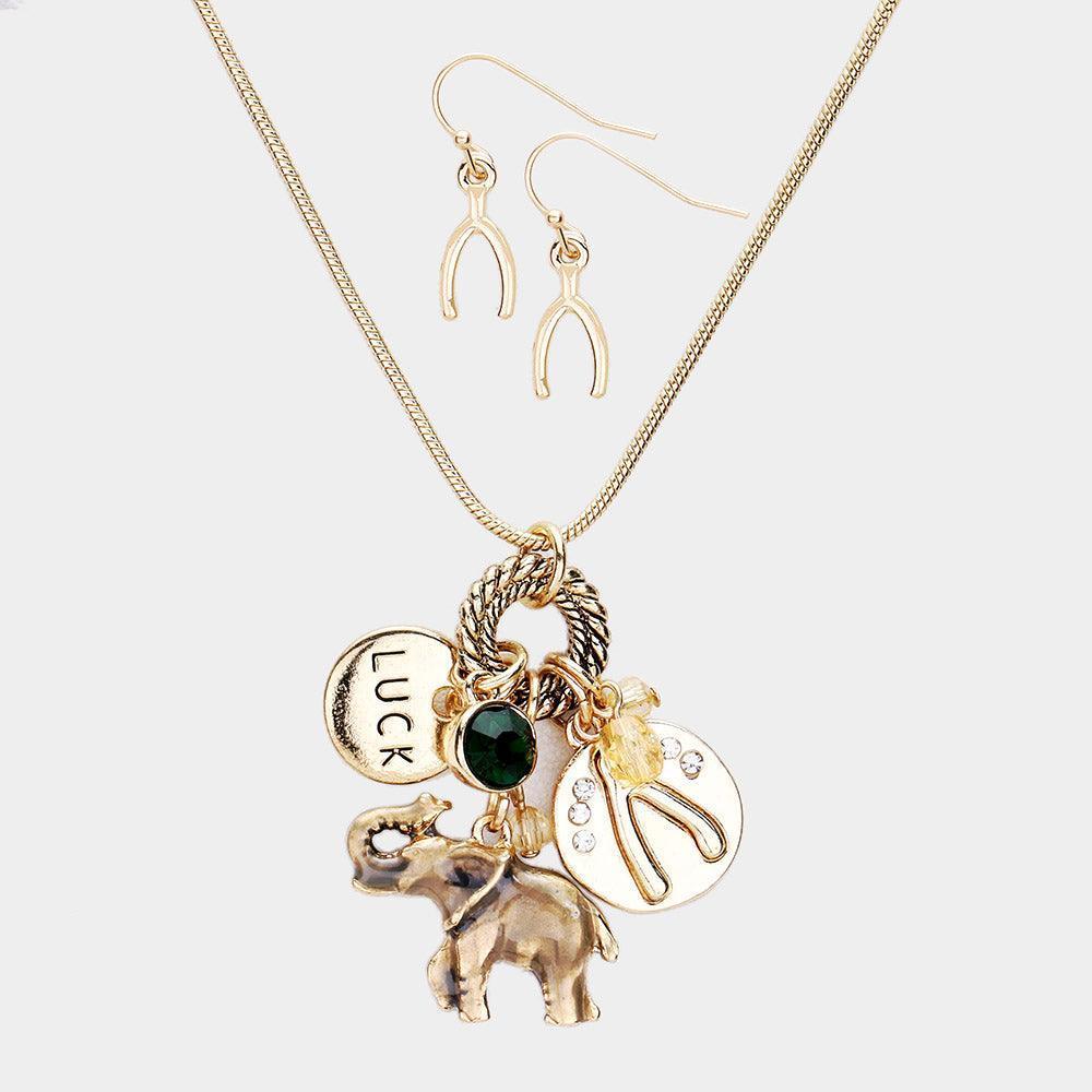 Gold Elephant Luck Pendant Necklace - Jewelry Store by Erik Rayo