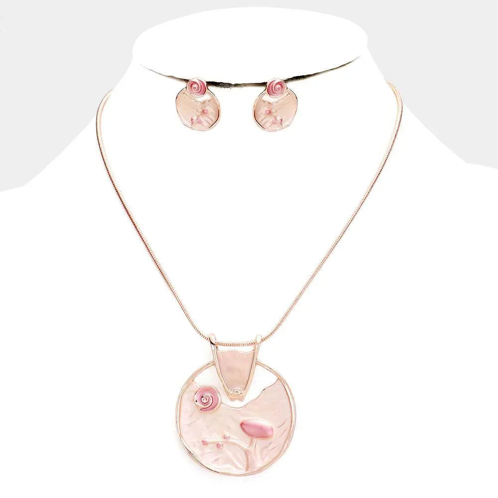Rose Gold Crystal Abstract Design Pendant Necklace - Jewelry Store by Erik Rayo