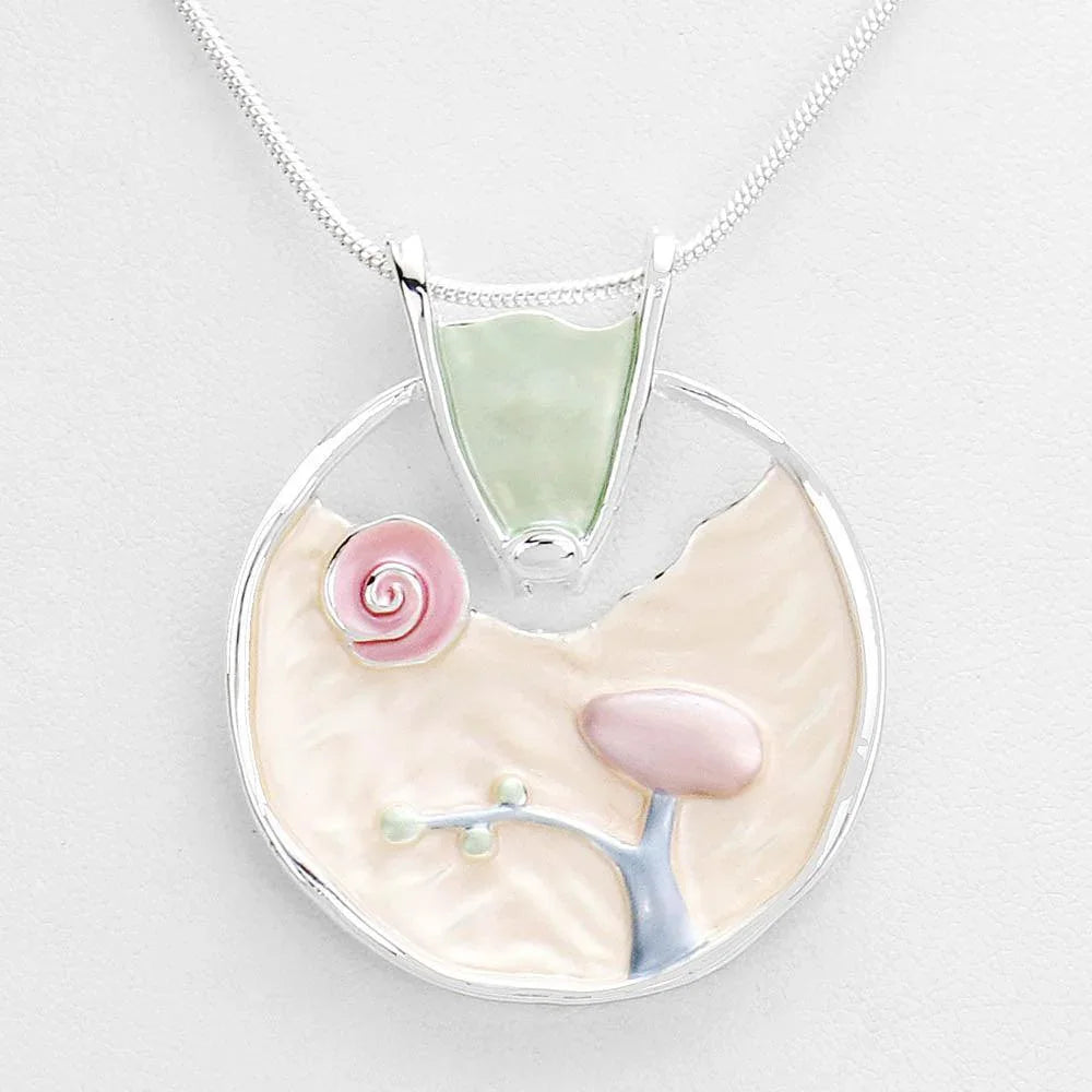 Silver Crystal Abstract Design Pendant Necklace - Jewelry Store by Erik Rayo