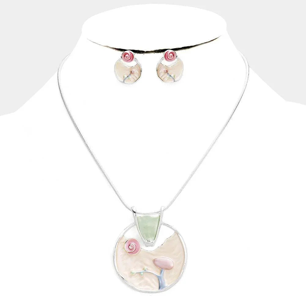 Silver Crystal Abstract Design Pendant Necklace - Jewelry Store by Erik Rayo