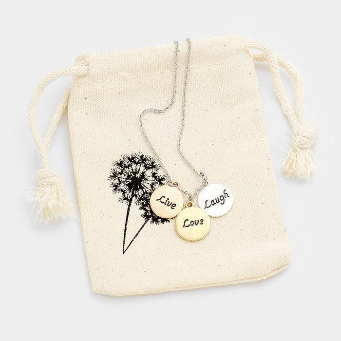 Live Love Laugh _ Triple Disc Pendant Necklace Gift Bag Set - Jewelry Store by Erik Rayo