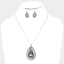 Load image into Gallery viewer, Rose Gold Snake Skin Print Centered Teardrop Metal Pendant Necklace
