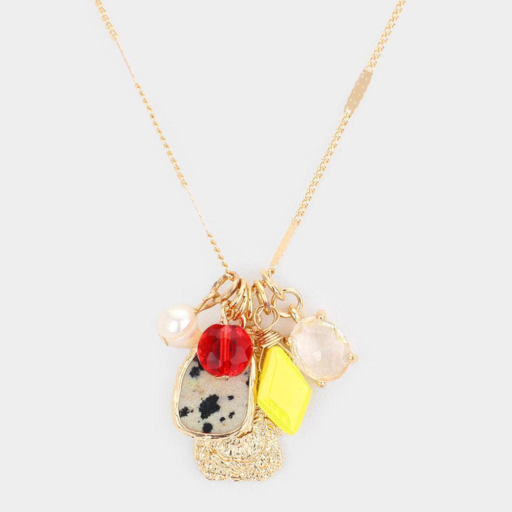 Brown Natural Stone Pearl Faceted Beads Charms Pendant Necklace - Jewelry Store by Erik Rayo