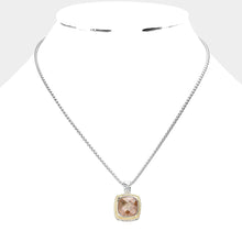 Load image into Gallery viewer, Peach Square CZ Stone Pendant Necklace
