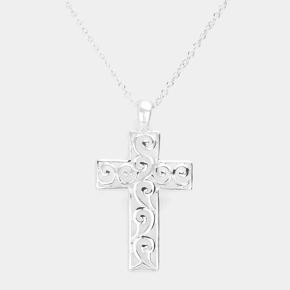 Silver Wester Metal Cross Pendant Necklace - Jewelry Store by Erik Rayo