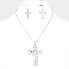 Load image into Gallery viewer, Silver Wester Metal Cross Pendant Necklace
