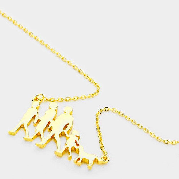 Gold Family Metal Pendant Necklace