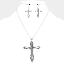 Load image into Gallery viewer, Silver Antique Metal Cross Pendant Necklace
