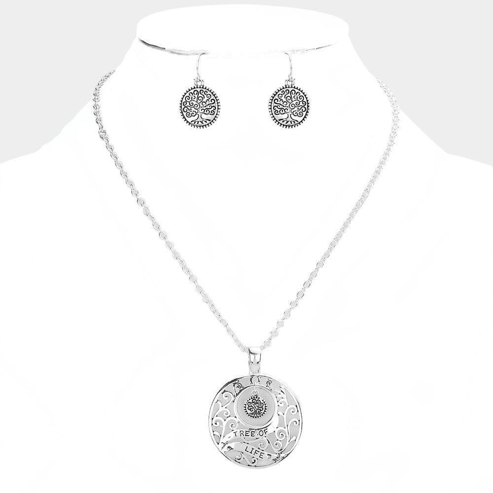 Silver Tree Of Life Pendant Metal Necklace - Jewelry Store by Erik Rayo
