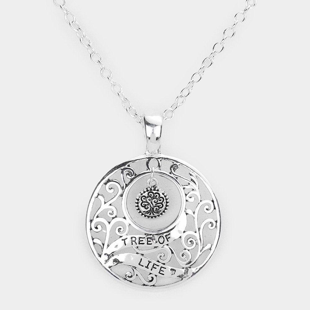 Silver Tree Of Life Pendant Metal Necklace - Jewelry Store by Erik Rayo