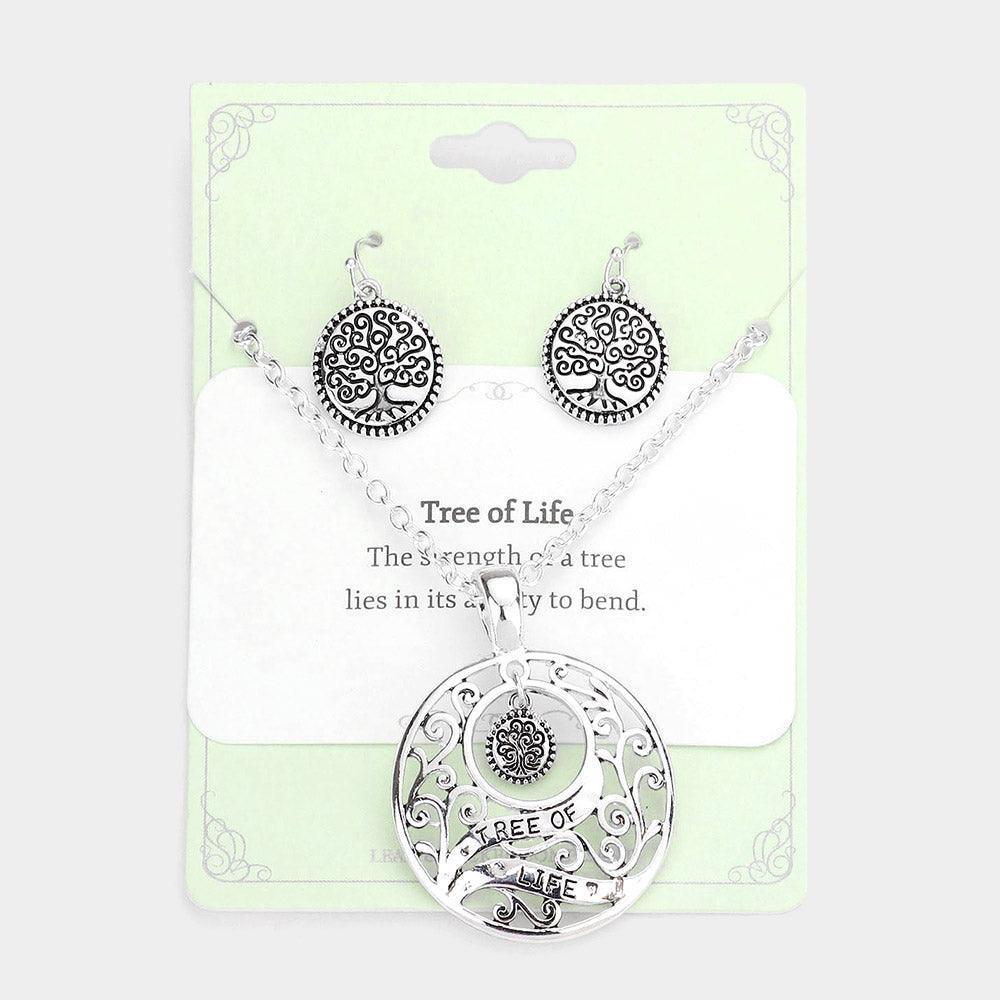 Silver Tree Of Life Pendant Metal Necklace - Jewelry Store by Erik Rayo