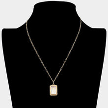 Load image into Gallery viewer, Letter T Monogram Genuine Shell Rectangle Pendant Necklace
