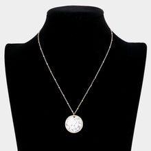 Load image into Gallery viewer, Rhinestone Trimmed Semi Precious Round Pendant Necklace
