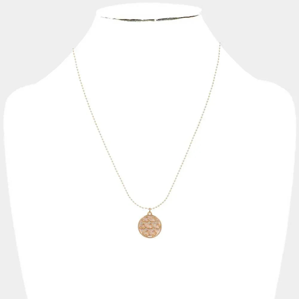 Wave Accented Round Pendant Necklace - Jewelry Store by Erik Rayo