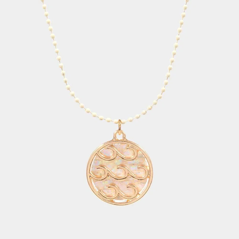 Wave Accented Round Pendant Necklace - Jewelry Store by Erik Rayo