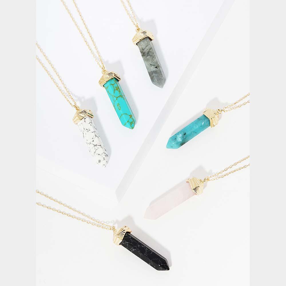 Semi Precious Stone Pendant Long Necklace - Jewelry Store by Erik Rayo