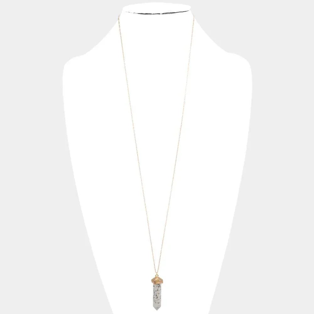 Semi Precious Stone Pendant Long Necklace - Jewelry Store by Erik Rayo