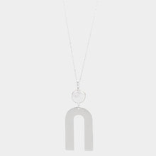 Load image into Gallery viewer, Silver Freshwater Pearl Metal Arch Link Pendant Long Necklace
