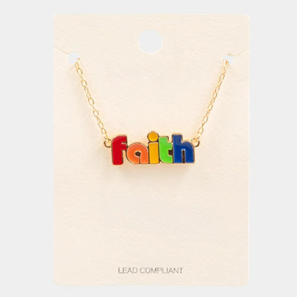 faith Enamel Message Pendant Necklace - Jewelry Store by Erik Rayo