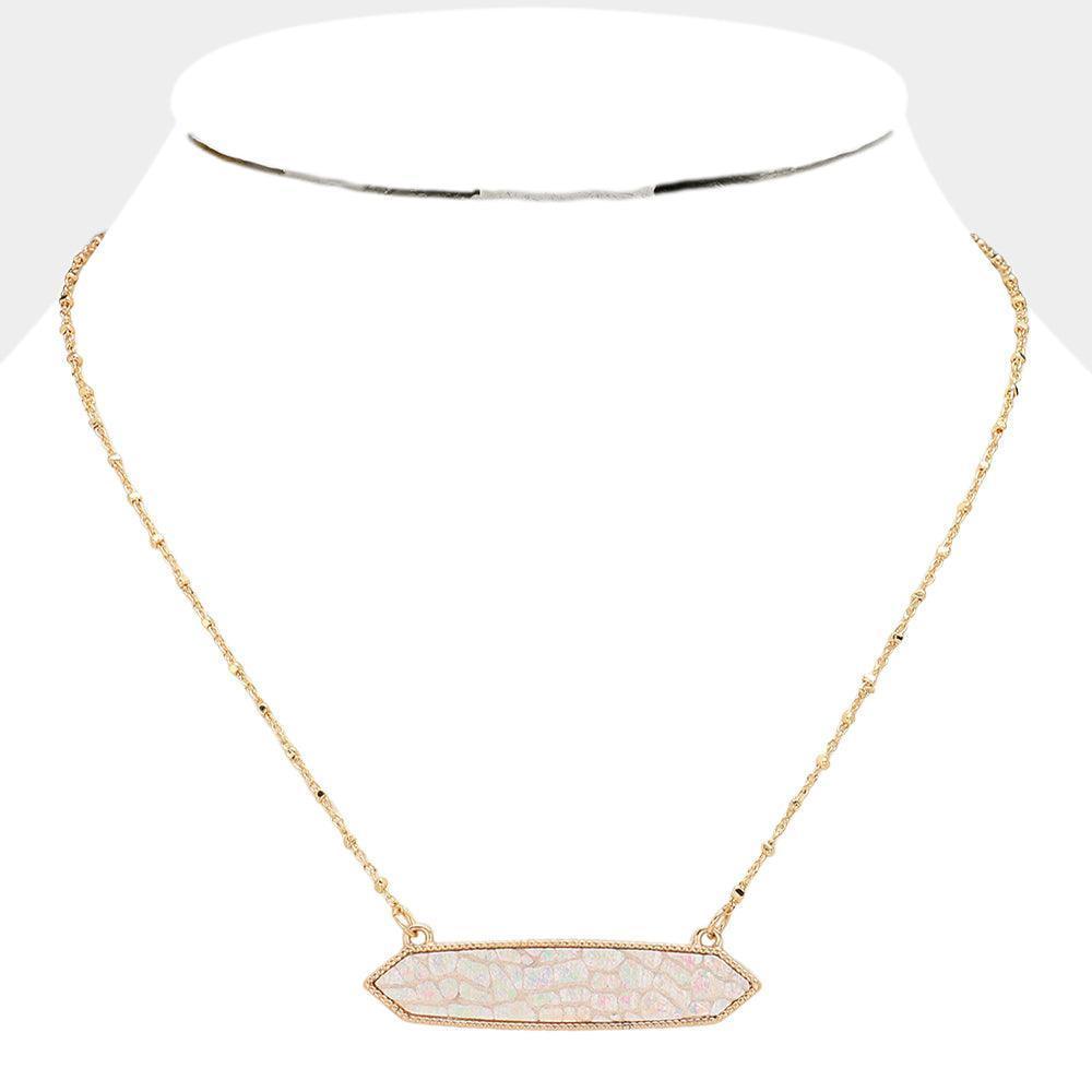 Ivory Patterned Hexagon Pendant Necklace - Jewelry Store by Erik Rayo