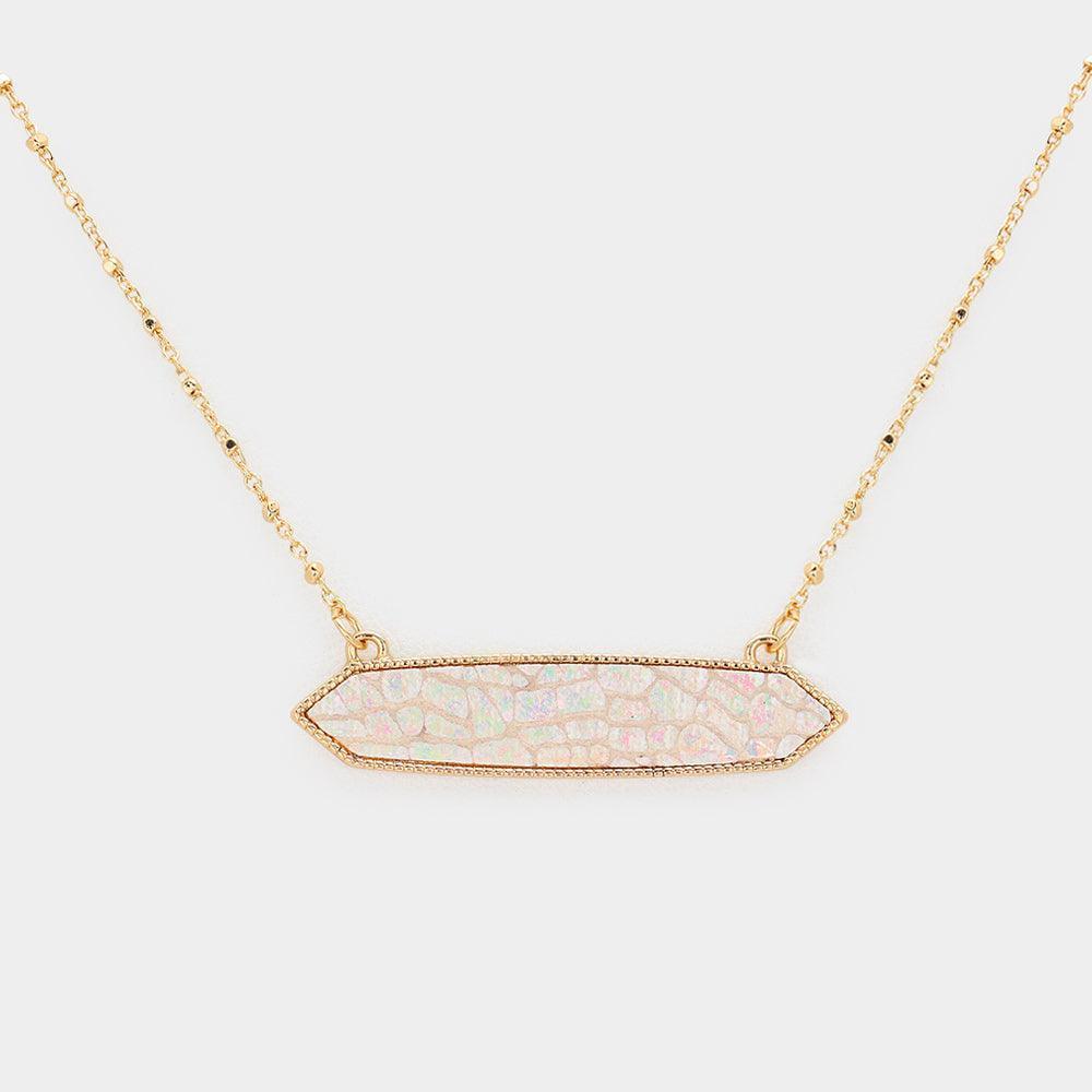 Ivory Patterned Hexagon Pendant Necklace - Jewelry Store by Erik Rayo