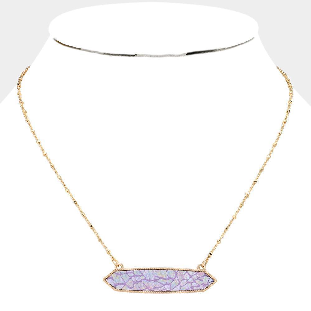 Lavender Patterned Hexagon Pendant Necklace - Jewelry Store by Erik Rayo
