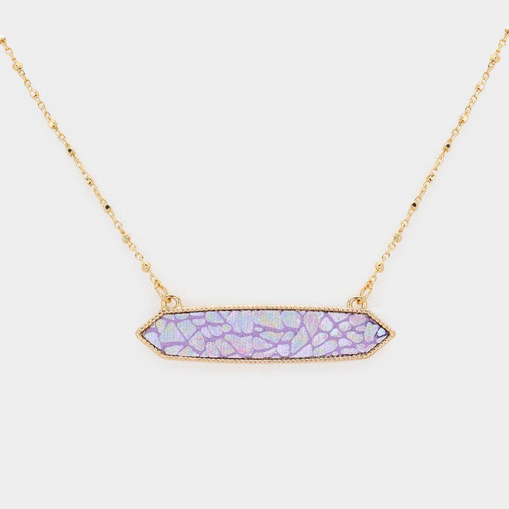 Lavender Patterned Hexagon Pendant Necklace - Jewelry Store by Erik Rayo