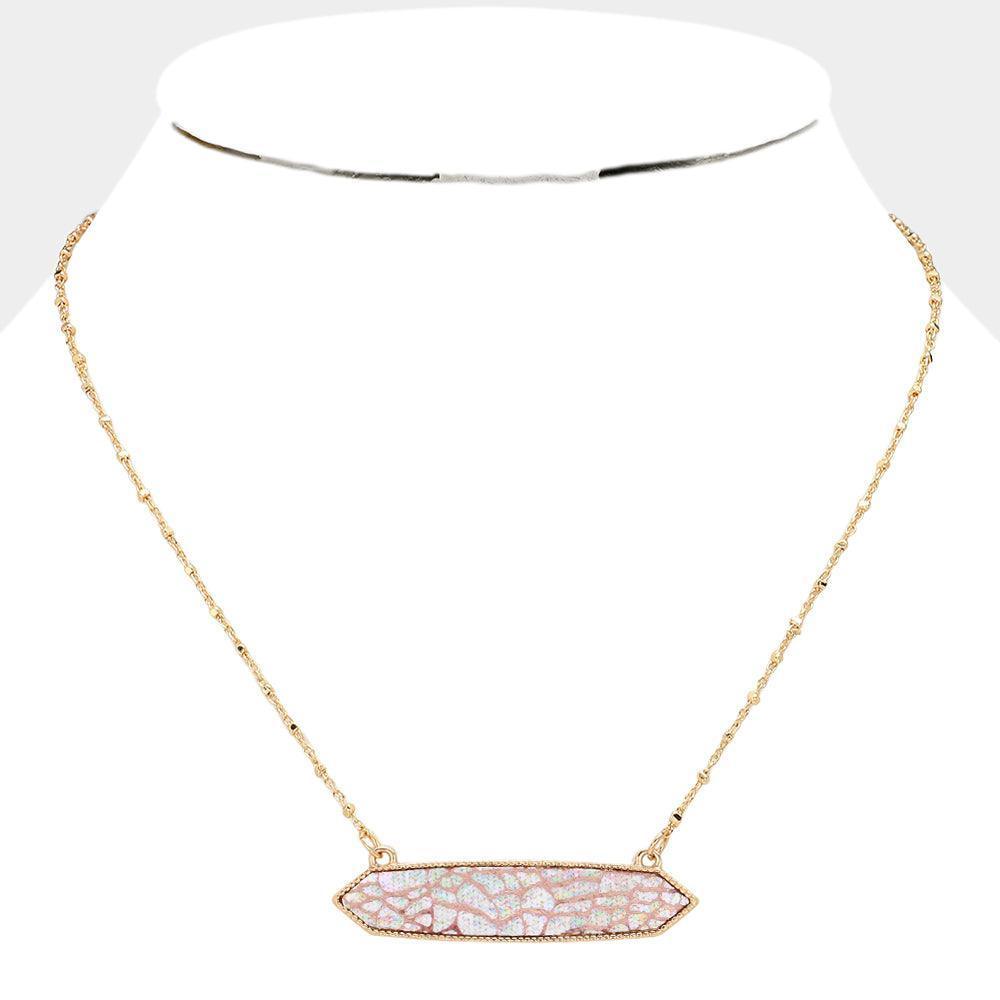 Pink Patterned Hexagon Pendant Necklace - Jewelry Store by Erik Rayo
