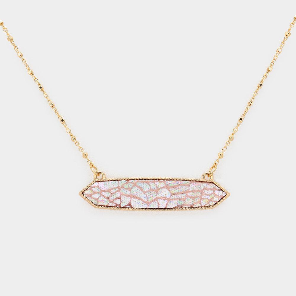Pink Patterned Hexagon Pendant Necklace - Jewelry Store by Erik Rayo