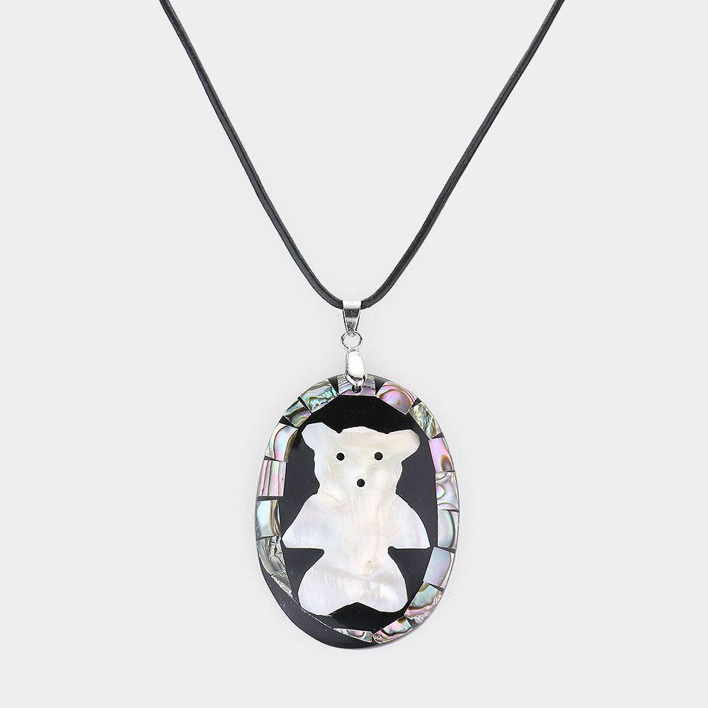 Abalone Bear Pendant Necklace