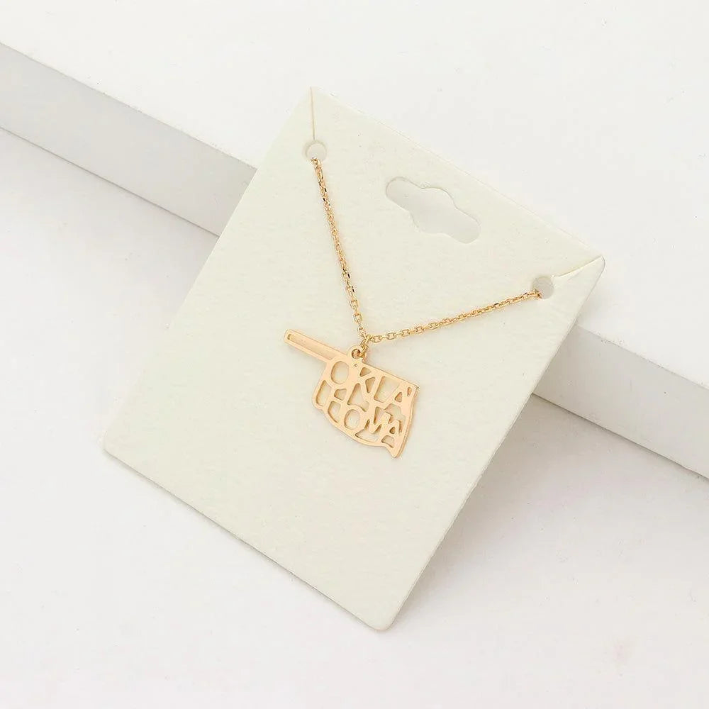 Gold Oklahoma State Map Pendant Necklace - Jewelry Store by Erik Rayo
